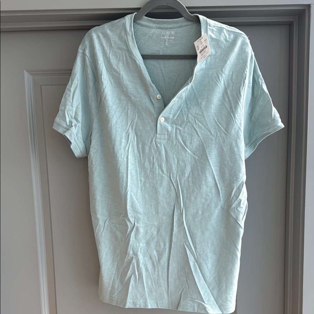 Slub Light Blue Men's Henley Shirt